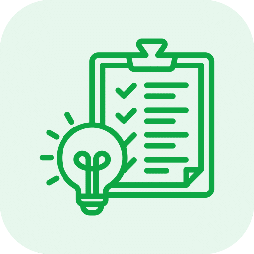 concept Icon Clipboard und Glühbirne