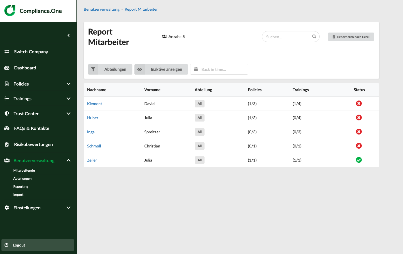 Status Mitarbeiter Screenshot Status Mitarbeiter