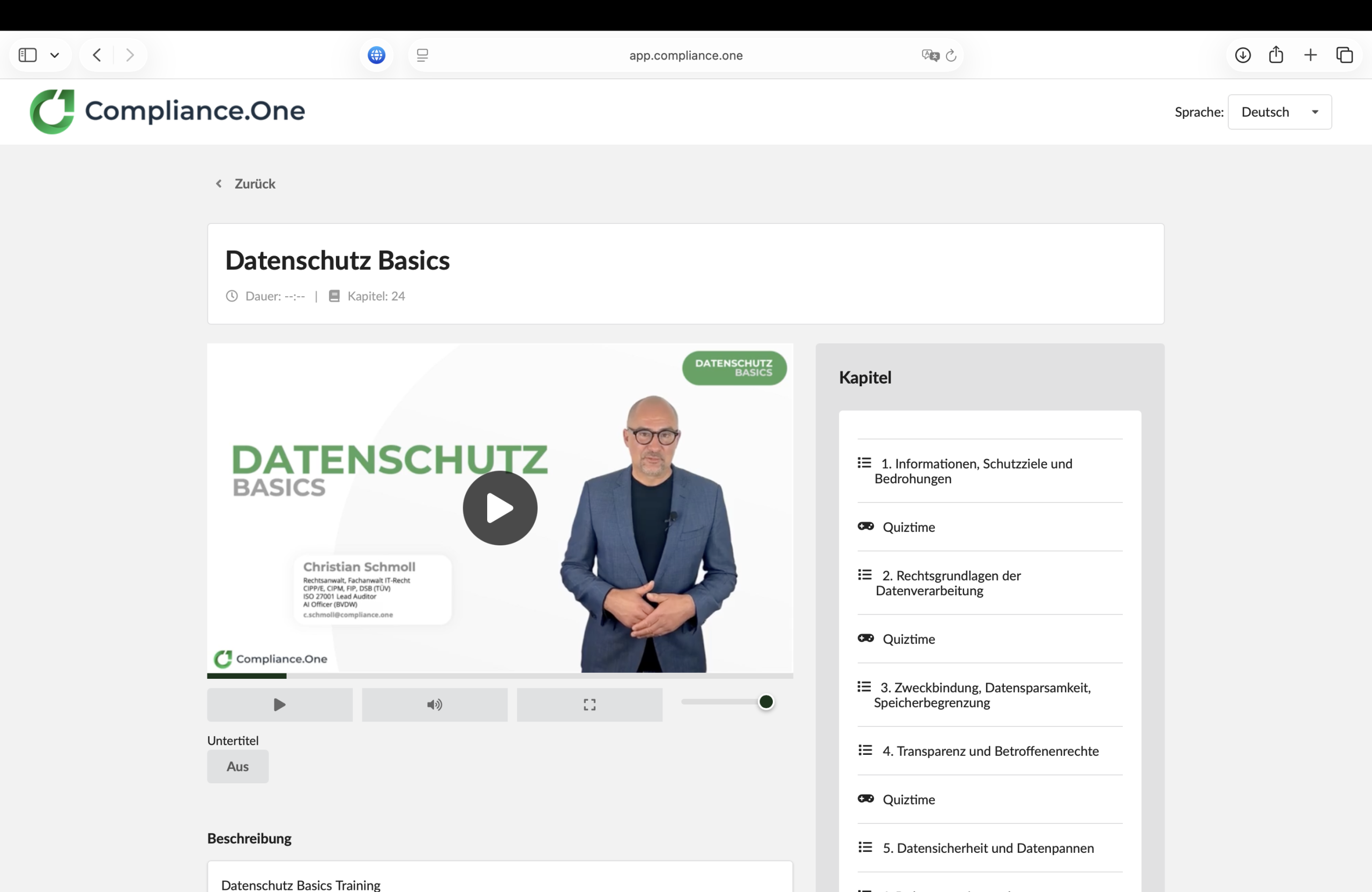 Training Datenschutzbasics_2 Screenshot Plattform